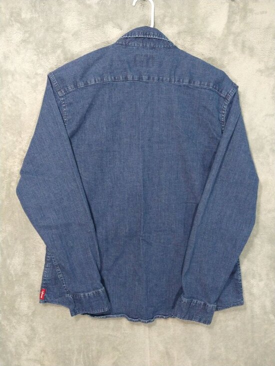 Wrangler Shirt Mens XL Blue Denim Indigo Pearl Snap Long Sleeve Western Cowboy - Picture 2 of 9